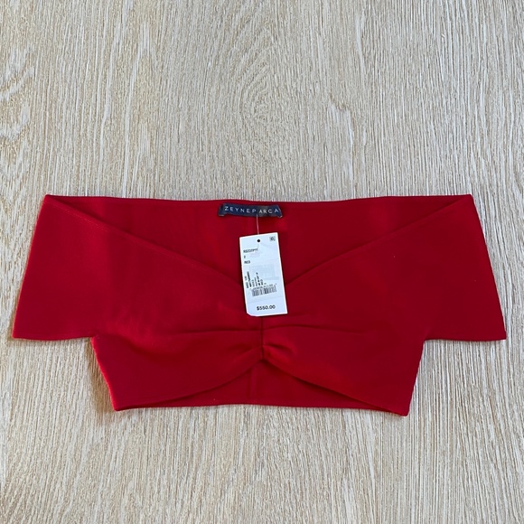 Zeynep Arcay red knit cropped top NWT Sz 2 - Picture 11 of 16